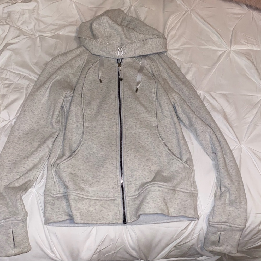 Lululemon light grey soft cotton zip up size 8